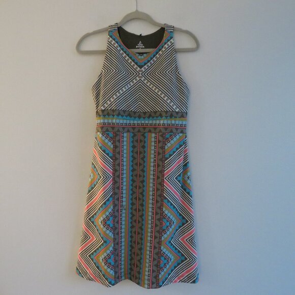 PRANA Ariel Athleisure Dress in Green Taos Southwestern Aztec Pickleball Sz XS - Picture 3 of 13